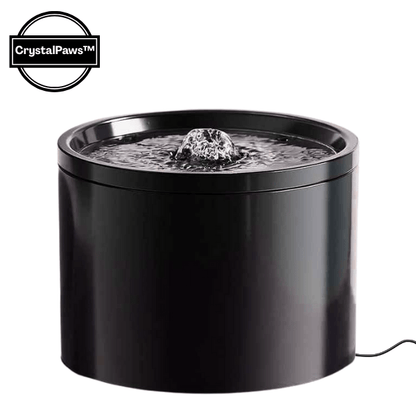 Fontaine a eau pour chat ceramique ronde noir avec macaron CrystalPaws™