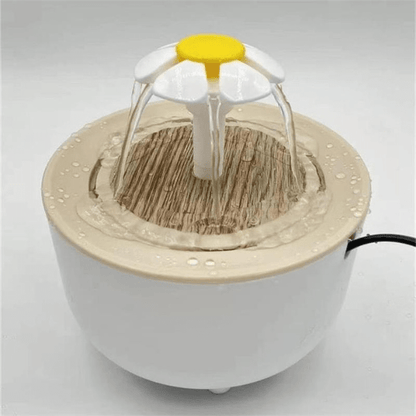Fontaine à eau pour chat fleuron bois blanc CatDrinker™