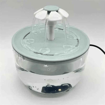 Fontaine à eau pour chat fleuron verte transparente CatDrinker™