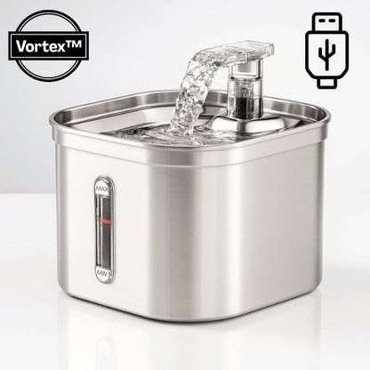 Fontaine chat grande capacité USB eau de source naturelle robinet inox Vortex™