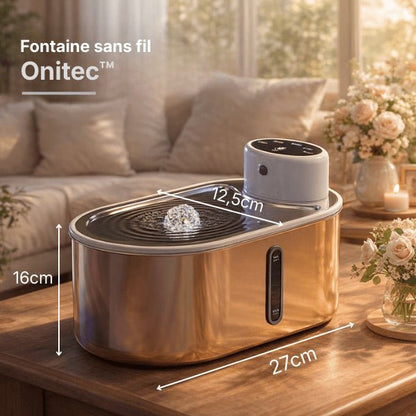 Dimensions de la fontaine chat inox sans fil à source centrale