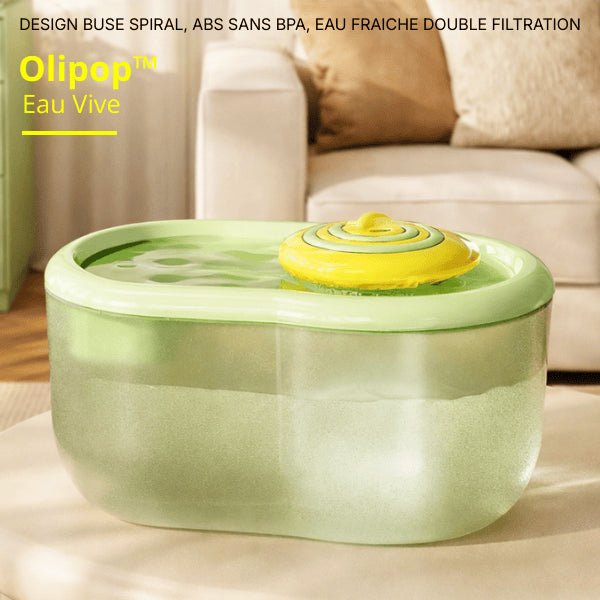 Fontaine à eau pour chat 2,2 litres avec réservoir translucide permettant de visualiser le niveau d’eau - Olipop™