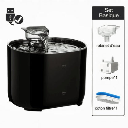Fontaine eau chat automatique USB filtrante noire set basique robinet pompe filtre Studiofresh™