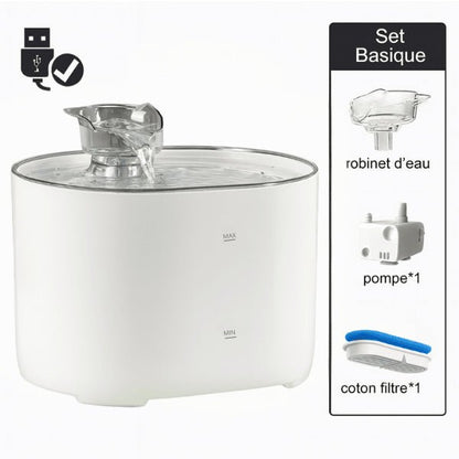 Fontaine eau chat automatique filtrée USB blanche set basique robinet pompe filtre Studiofresh™
