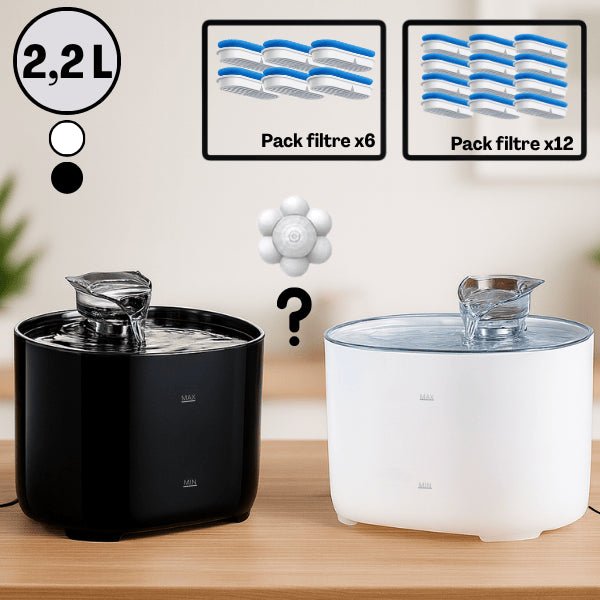 Fontaine eau chat automatique noire ou blanche pack filtre fontaine chat eau pure capteur Studiofresh™