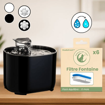 Fontaine eau chat automatique robinet 2 couleurs ou pack filtre fontaine chat Studiofresh™