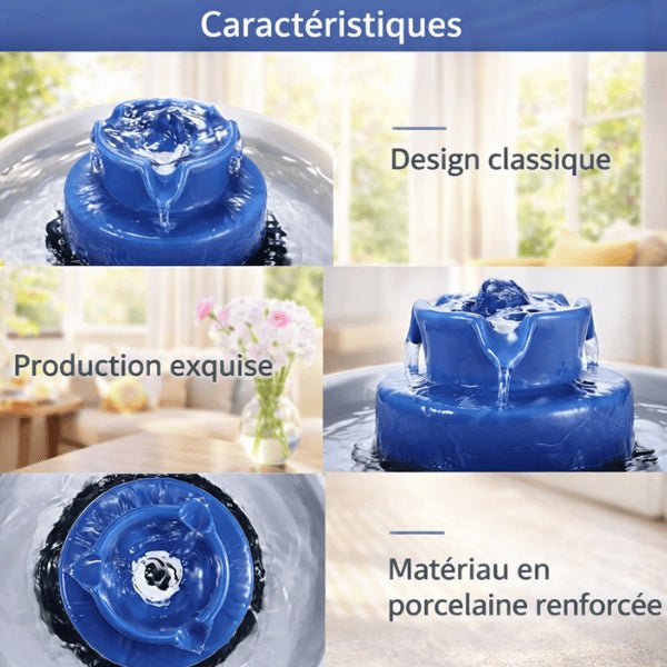 Fontaine à eau chat céramique avec buse centrale en cascade