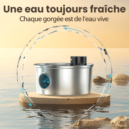 Fontaine eau chat sans fil inox qui sert de l'eau toujours fraîche et saine Vinox™