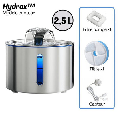 Fontaine eau pour chat automatique inox capteur mouvement filtre pompe fontaine 2,5 litres Hydrox™
