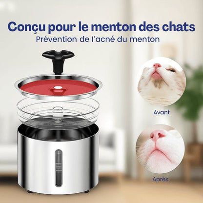 Fontaine eau pour chat automatique inox conçue pour anti menton noir acné Hydrox™