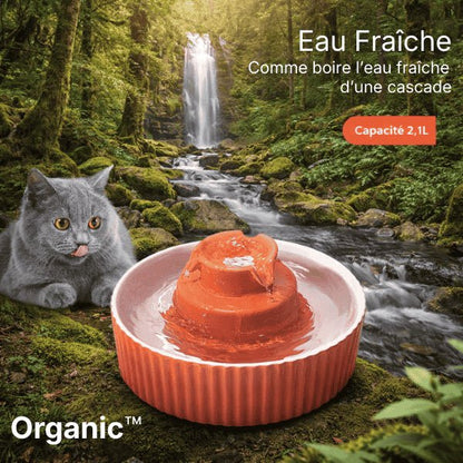 Fontaine à eau chat céramique effet cascade naturelle rivière d'eau fraiche - Organic™