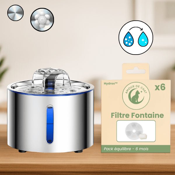 Fontaine eau pour chat inox automatique capteur mouvement ou pack filtre fontaine chat Hydrox™