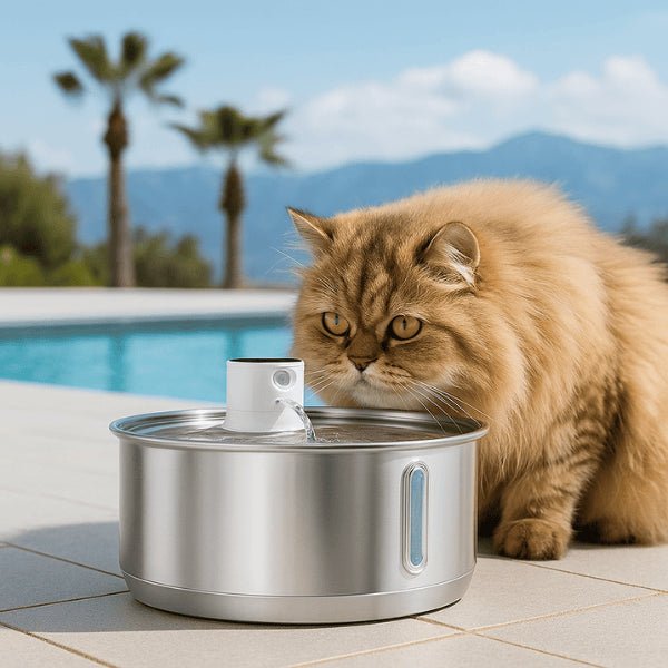 Fontaine pour chat inox sans fil automatique extérieur maison meilleure hydratation plus longtemps Catronic™