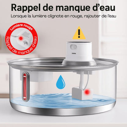 Fontaine pour chat pratique inox avec rappel manque d'eau voyant lumineux pompe Catronic™