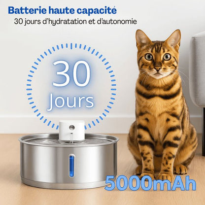 Fontaine pour chat sans fil batterie haute capacité autonomie longue durée 30 jours Catronic™