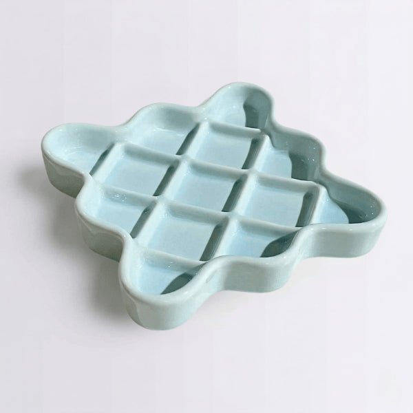 Gamelle anti glouton céramique pour chat bleu ralentit prise alimentaire efficacement