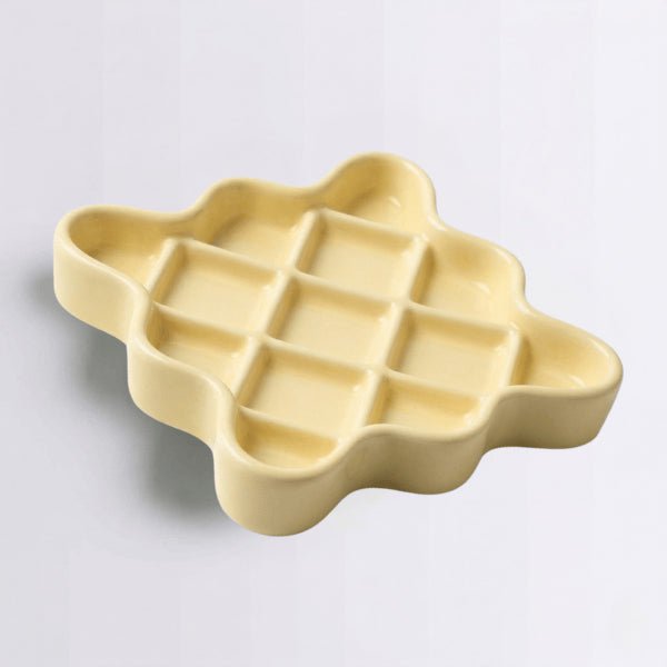 Gamelle anti glouton céramique pour chat jaune stimule instinct et digestion lente