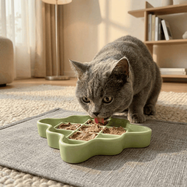 Gamelle anti glouton céramique pour chat idéale pâtée réduit vitesse et vomissements