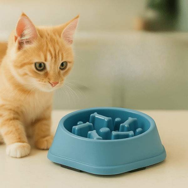 Gamelle anti glouton chat bleu anti-vomissement et anti-obésité chaton - Break Bowl™