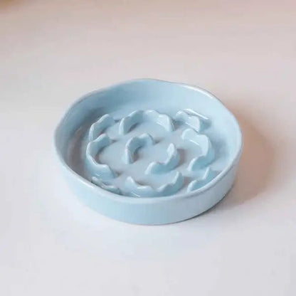 Gamelle anti-glouton chat céramique couleur bleu ciel