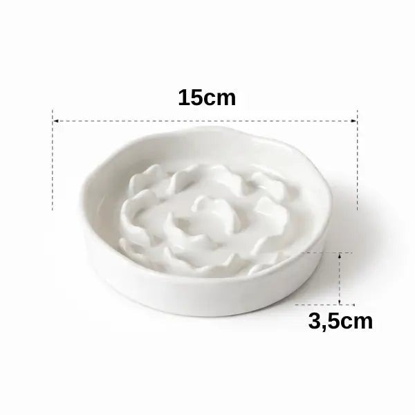 Dimensions de la gamelle anti-glouton chat céramique