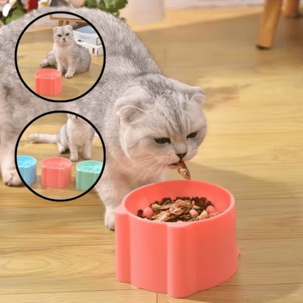 Gamelle anti glouton chat rose durable et antidérapante pour chat et chaton