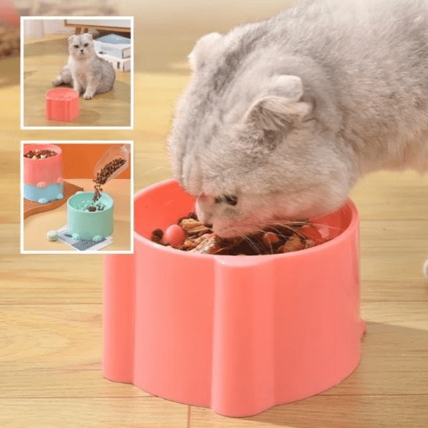 Gamelle anti glouton chat rose surélevée pour meilleur confort