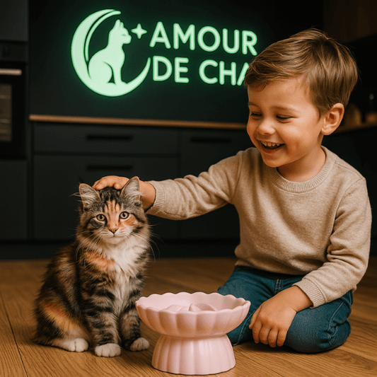 Gamelle anti glouton chaton | CéramWhisker™ - Amour de Chat
