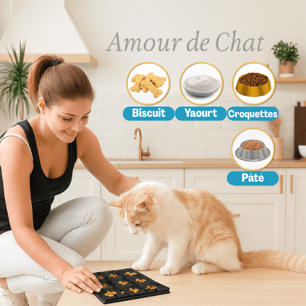 Gamelle anti glouton chaton ludique silicone MeowMeal™ adaptée tout aliment