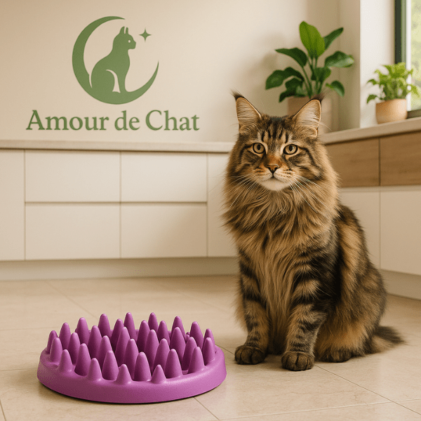 Gamelle anti glouton rose favorisant un rythme alimentaire sain