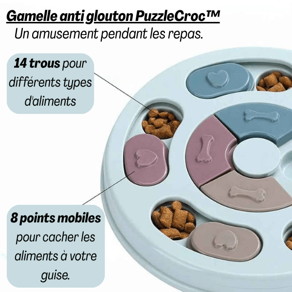 Gamelle anti glouton PuzzleCroc™ multicolore – compatible croquettes et pâtée
