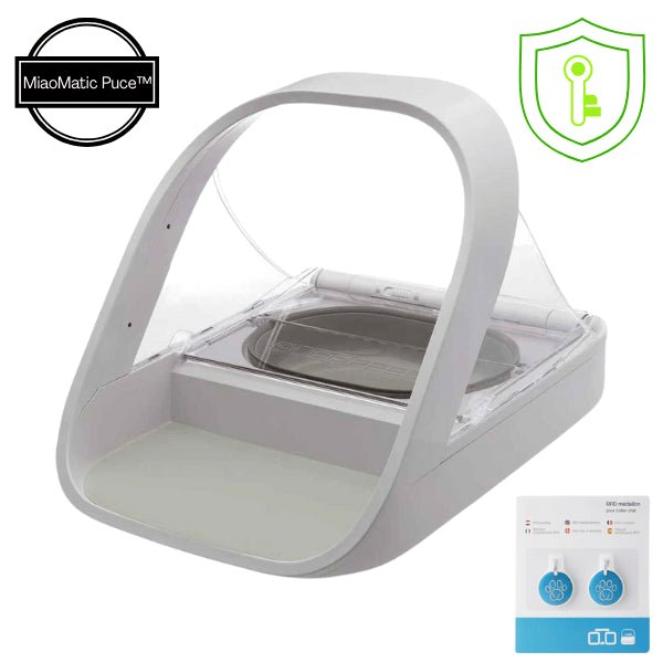 Gamelle automatique chat avec puce RFID antivol de nourriture recommandé vétérinaire régime - MiaoMatic Puce™