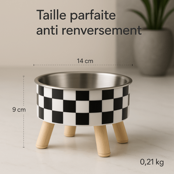 Gamelle chat anti renversement damier-taille idéale parfaite tout félin Festin'Félin™