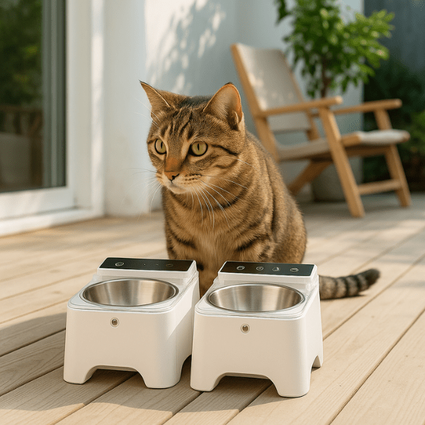 Gamelle chat surélevée automatique étanche sans fil pour extérieur maison absences - Smart Feeder™