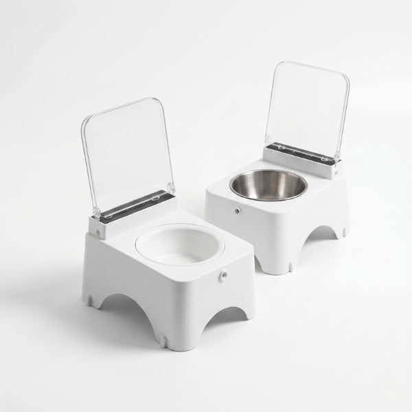 Gamelle chat automatique surélevée ouverture à capteur protection nourriture avec bol céramique et inox