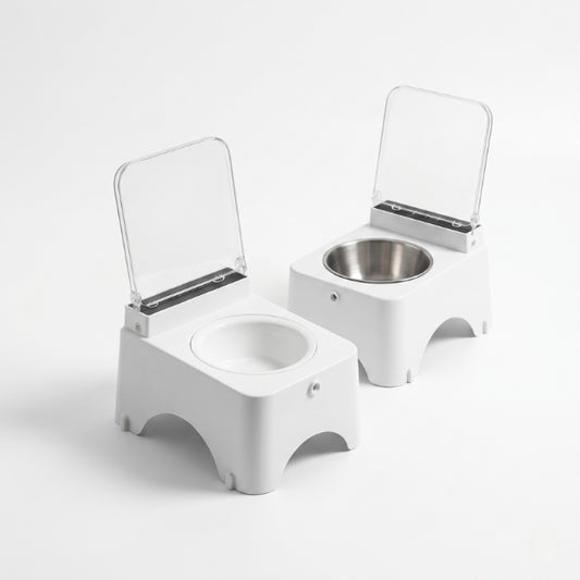 Gamelle chat automatique surélevée ouverture à capteur protection nourriture avec bol céramique et inox