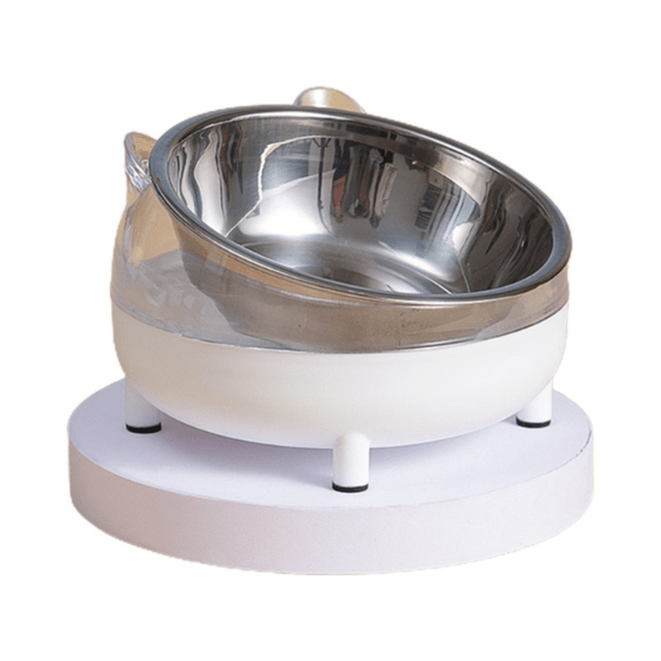 Gamelle chat blanche bol inox amovible design tête chat Moustache Bowl™