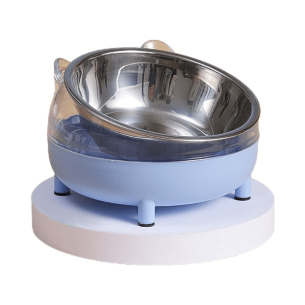 Gamelle chat bleue bol inox amovible design tête chat Moustache Bowl™