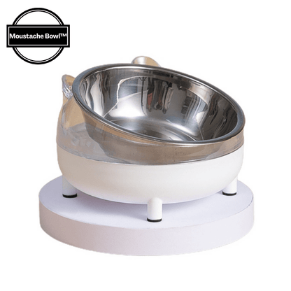 Gamelle chat bol inox amovible blanche vue profil macaron Moustache Bowl™