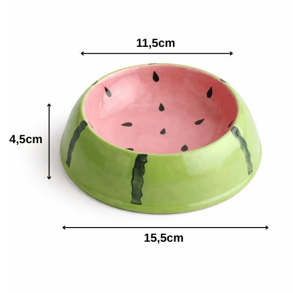 Gamelle chat céramique pastèque montre un format confortable pour chaton et chat adulte