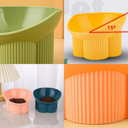 Gamelle chat design texturée anti renversement inclinée tout confort Anti-TipCatBowls™