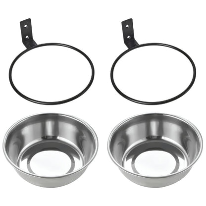 Gamelle chat en hauteur murale avec deux bols inox et supports individuels