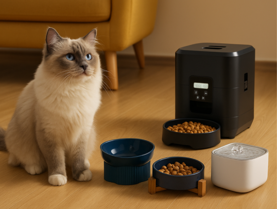 Gamelle chat gamelle anti glouton fontaine a eau chat distributeur de croquettes pour chat avec félin dans salon
