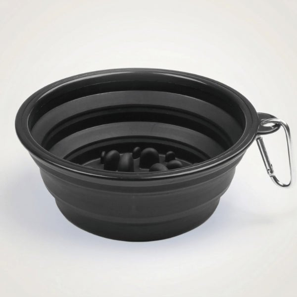 Gamelle chat glouton noire pliable durable facile nettoyage et alimentation lente