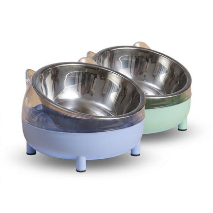 Gamelle chat inclinée colorée stable à 4 pieds anti dérapants et bol inox amovible