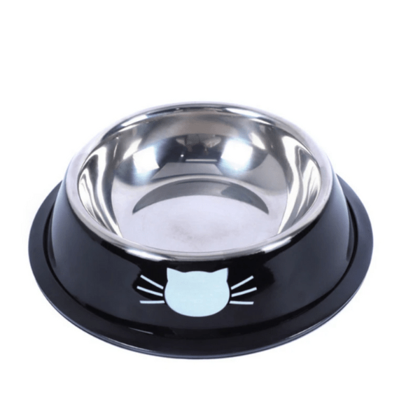 Gamelle chat noire inox antidérapante Croc'Miaou™