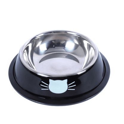 Gamelle chat noire inox antidérapante Croc'Miaou™