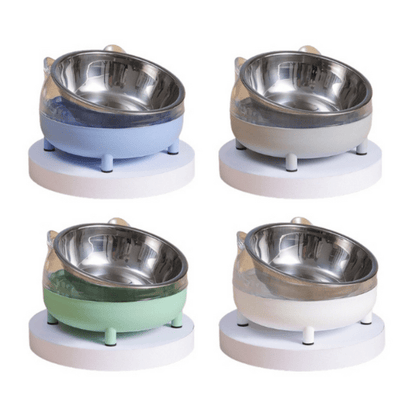 Gamelle chat quatre couleurs différentes bleu gris vert blanc Moustache Bowl™