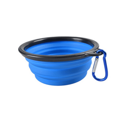 Gamelle chat silicone bleue avec mousqueton transport bleu Bowl-Trip™