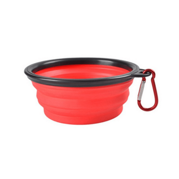 Gamelle chat silicone rouge avec mousqueton transport rouge Bowl-Trip™